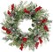 21-Inch Artificial Christmas Wreath Xmas Red Berry Wreath with Pine Accents